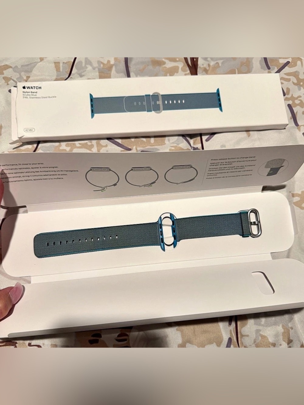Original Apple Watch 42MM Scuba blue woven Nylon Band
